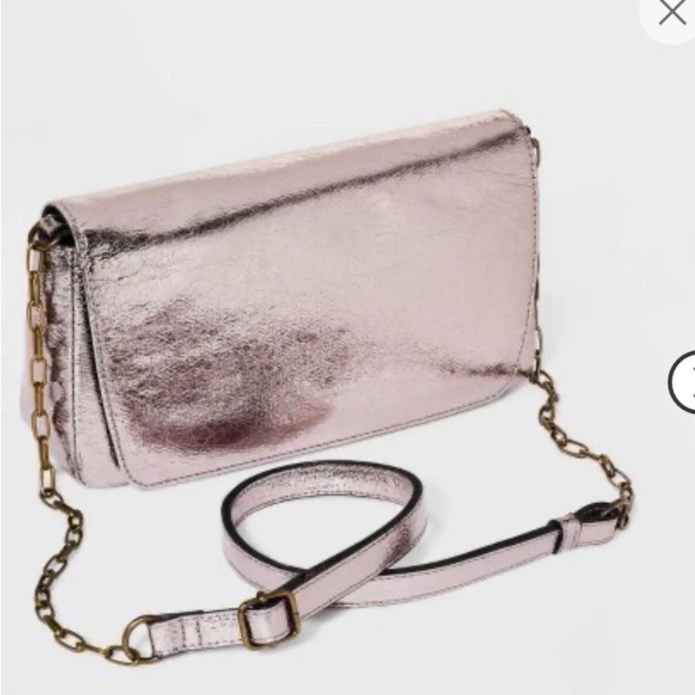 Universal Thread Flap Crossbody Bag Metallic Bronze Handbag Brown